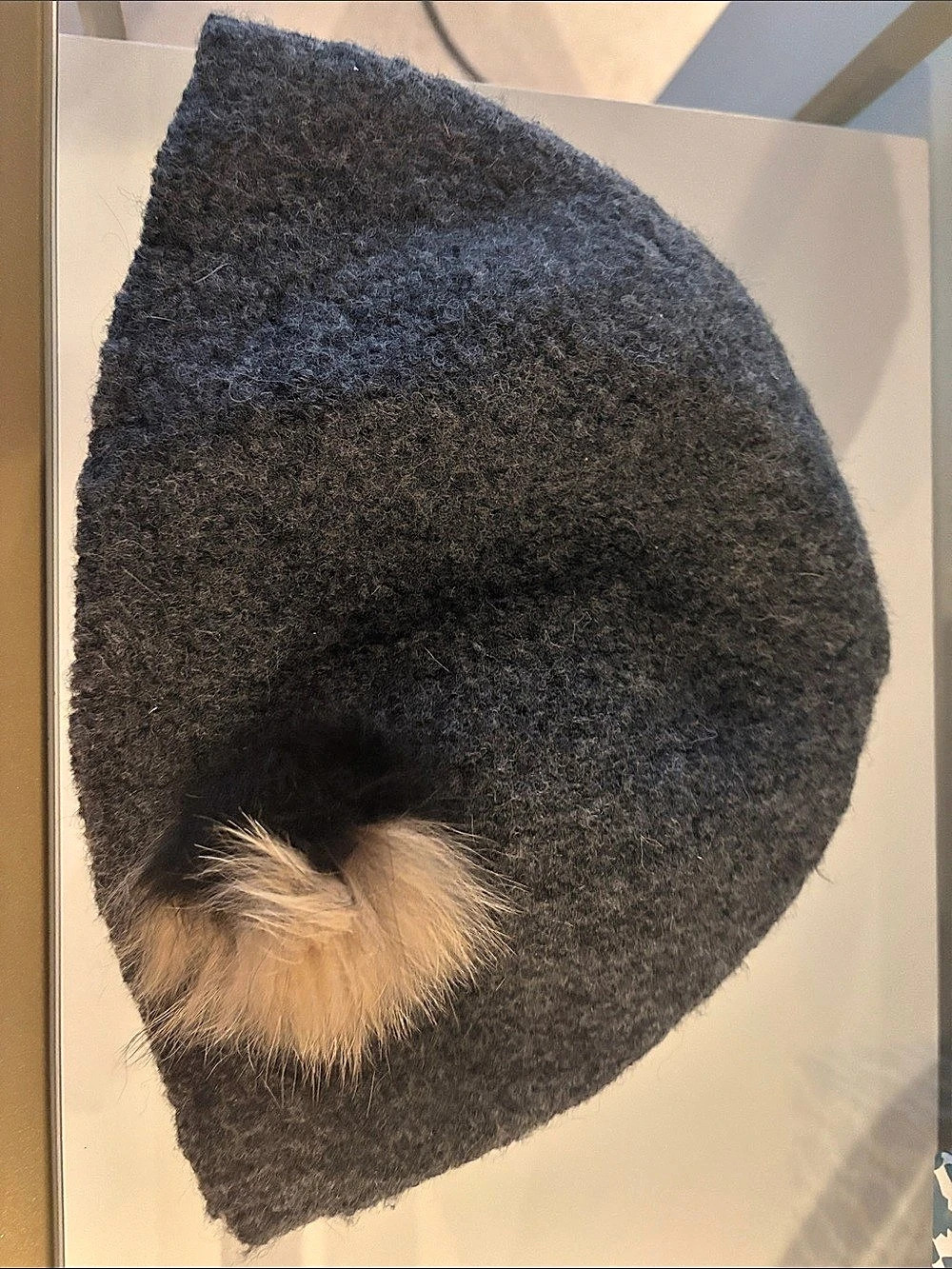 Handmade recycled fur winter beanie